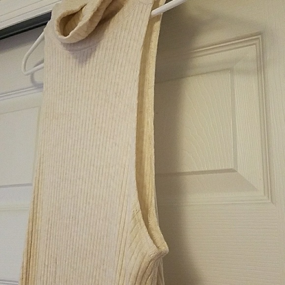 Free People cowl neck ribbed sweater cream beige - Picture 3 of 4